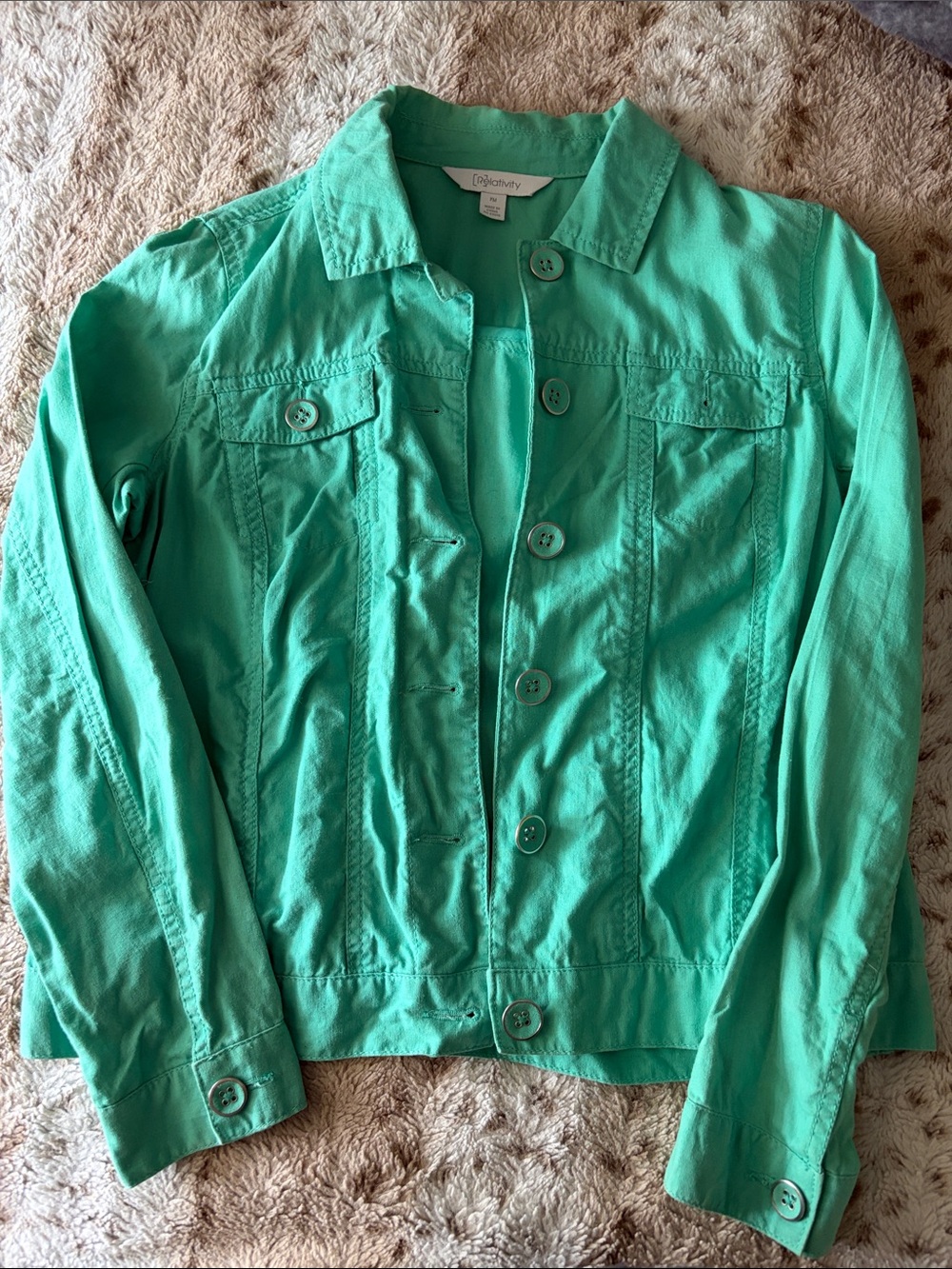 Liz Claiborne Teal Button-Front Cotton Jean Jacket